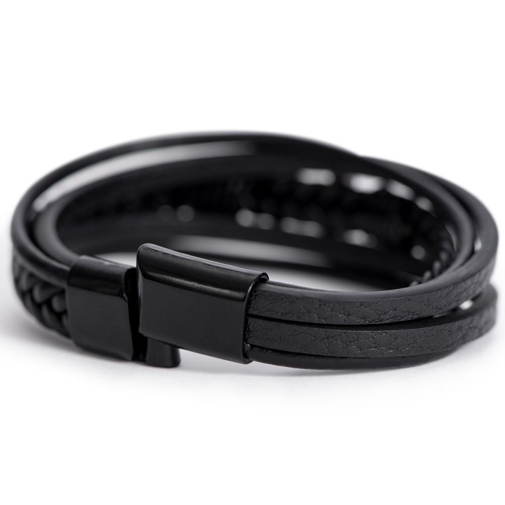 Hope, Faith, And Love! Cross Leather Bracelet | To My Son