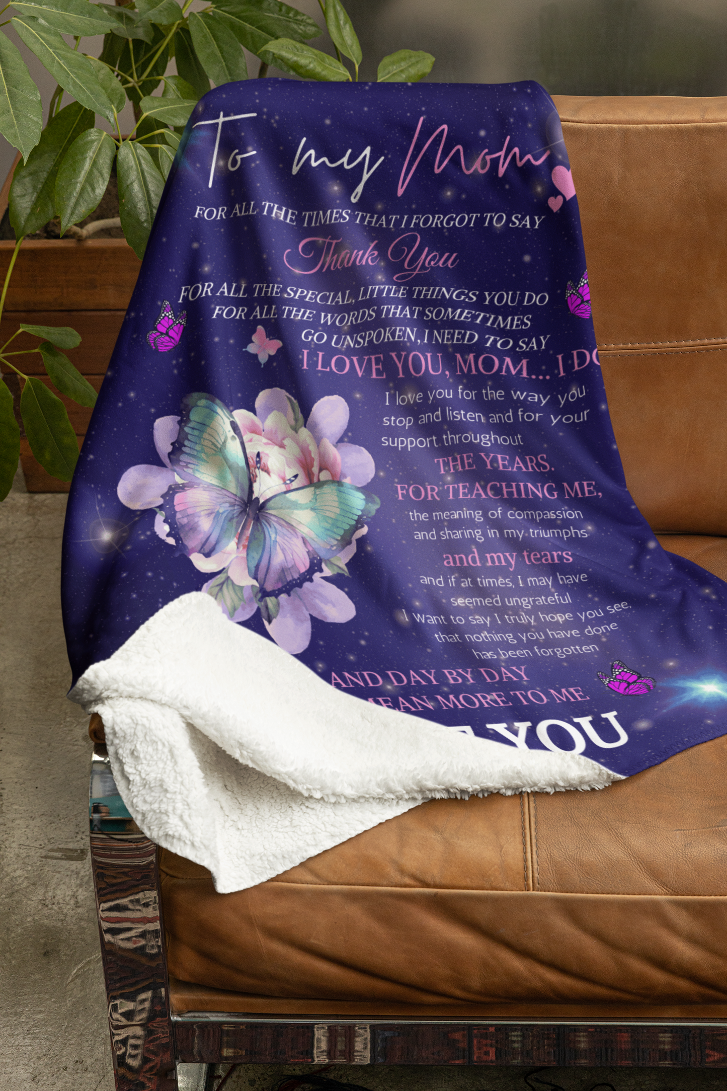 A Letter to Mom Blanket, Butterfly Blanket 30"x40"