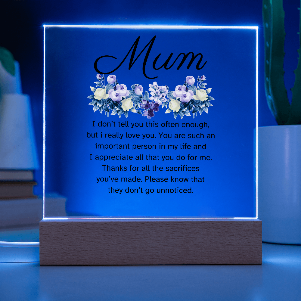 Led Acrylic Desk Plaque Sign Keepsake - Gifts For Mother From Daughter Son - Thank You Appreciation Gifts For Mother