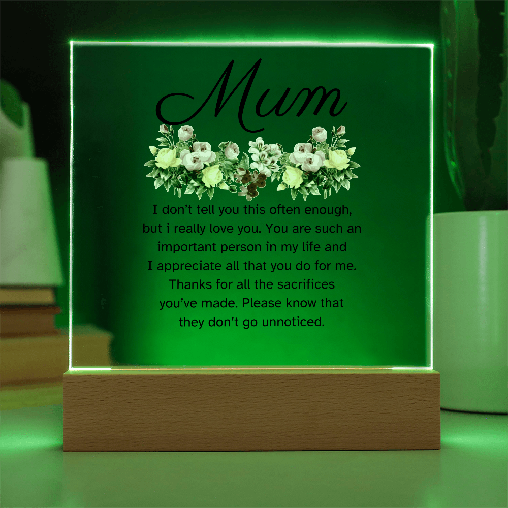 Led Acrylic Desk Plaque Sign Keepsake - Gifts For Mother From Daughter Son - Thank You Appreciation Gifts For Mother