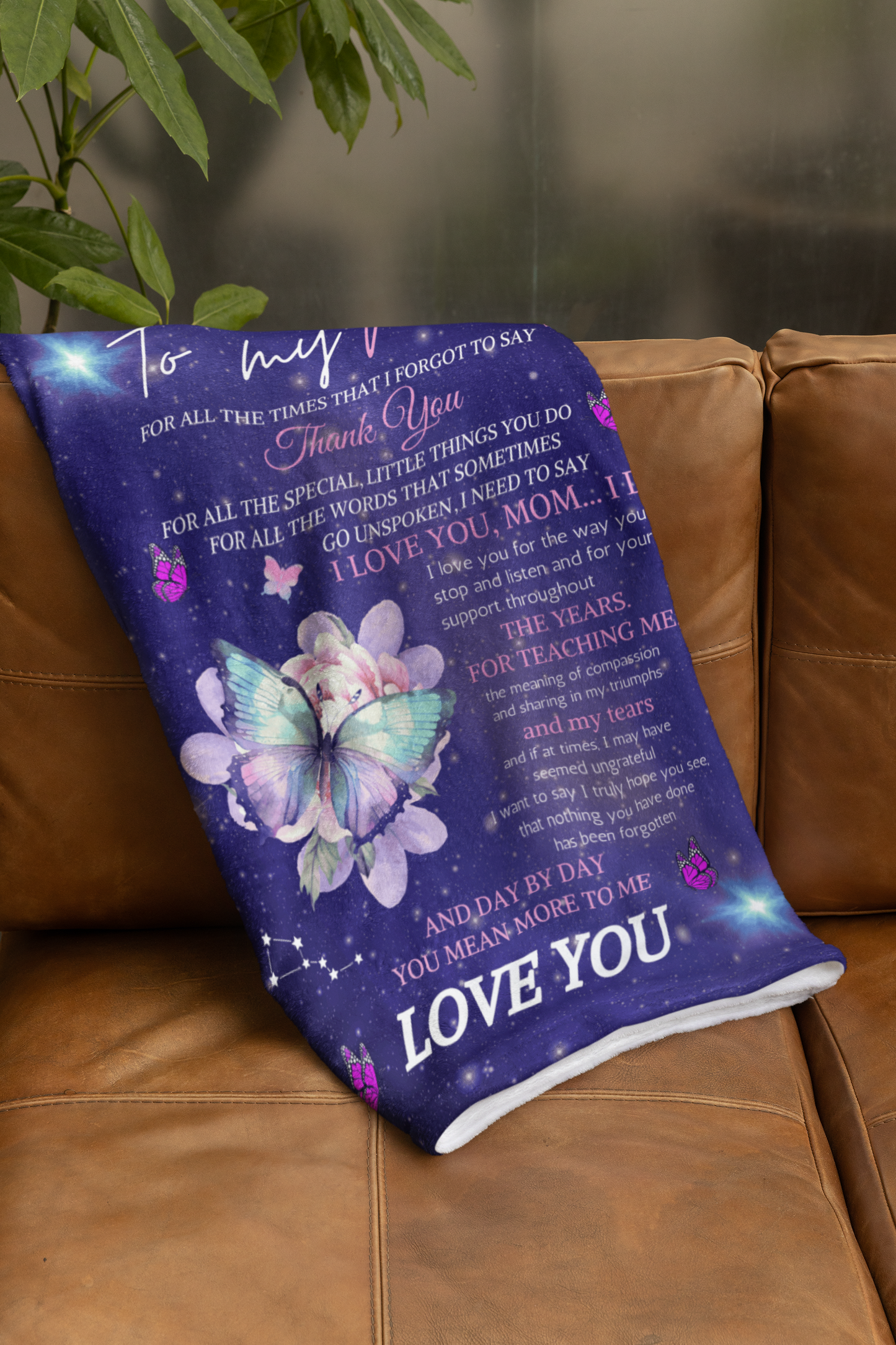 A Letter to Mom Blanket, Butterfly  Blanket 30"x40"